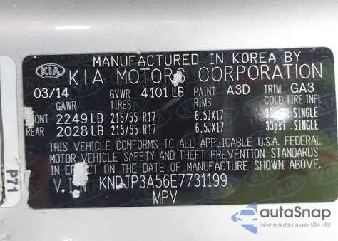 2014 Kia Soul + from USA, damaged, VIN KNDJP3A56E7731199